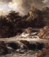 Jacob van Ruisdael - Waterfall With Castle Built On The Rock